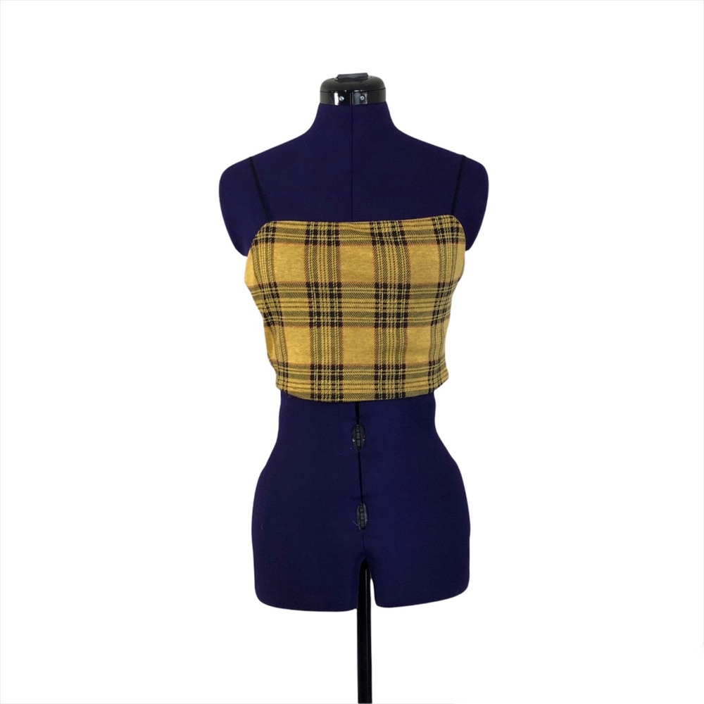 Liz & Sara Yellow Plaid Crop Top
